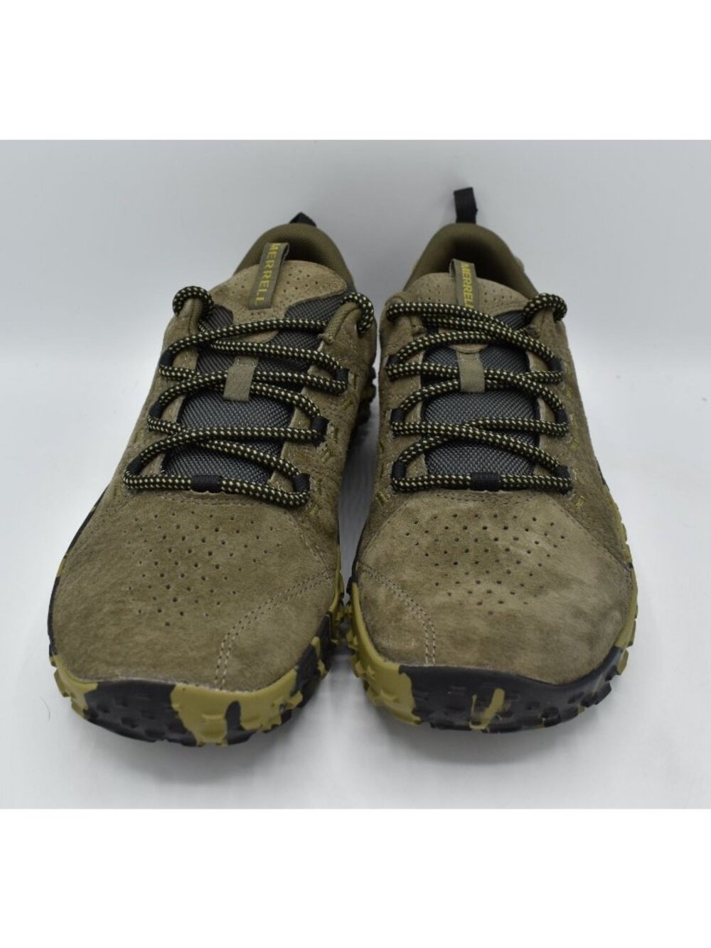 Merrell Mens Size 10 Wrapt Olive Green Leather Lace Up Sneakers Shoes - Picture 2 of 11